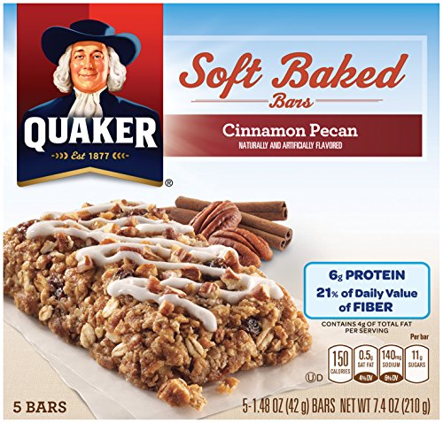Quaker Soft Baked Bar, Cinnamon Pecan Bread, Breakfast Bars, 5 Bars Per Box (Pack of 6)