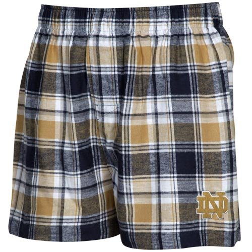 NCAA Men's Notre Dame Fighting Irish Legend Flannel Boxers (Navy/Old Gold, Medium)
