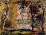 Oil Painting: Trees by the Water: Pierre Auguste Renoir Hand-Painted A
