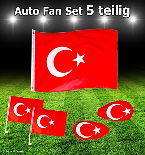Auto Fan-Set 5 Teilig TÜRKEI TÜRKIYE BAYRAK EM WM Fanartikel Fanpaket Dekoration Party-Deko