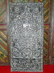 India Carved Door Panel Radha Krishna Dancing Wall Panel 72x36