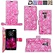 Cellularvilla Wallet Case For LG G Flex 2 H950 H955 LS996 Pu Leather Wallet Card Flip Open Pocket Case Cover Pouch (Pink Glitter)
