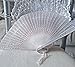Quasimoon PaperLanternStore.com 8 Inch White Folding Wood Panel Hand Fan with White Organza Bag for Weddings