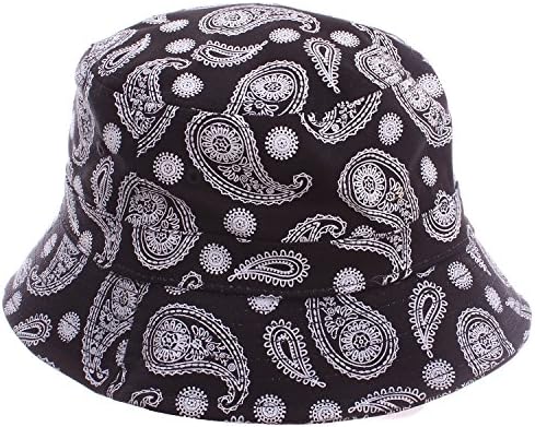 Black & White Paisley All Over Large Print Bucket Hat