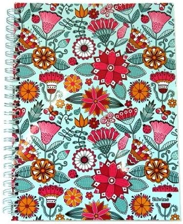 A5+ Wirebound Notebook - 80 Sheets = 160 pages - "Funky Flowers" - Ruled - Size 210mm x 158mm