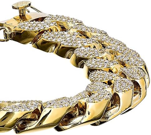 18 mm 9" Miami Cuban 14K Gold Finish Iced Out CZ Curb Cuban Bracelet