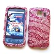 LG Optimus S LS670 (Sprint) Snap-on Protector Hard Case Rhinestone Cover "Pink Wave" Design