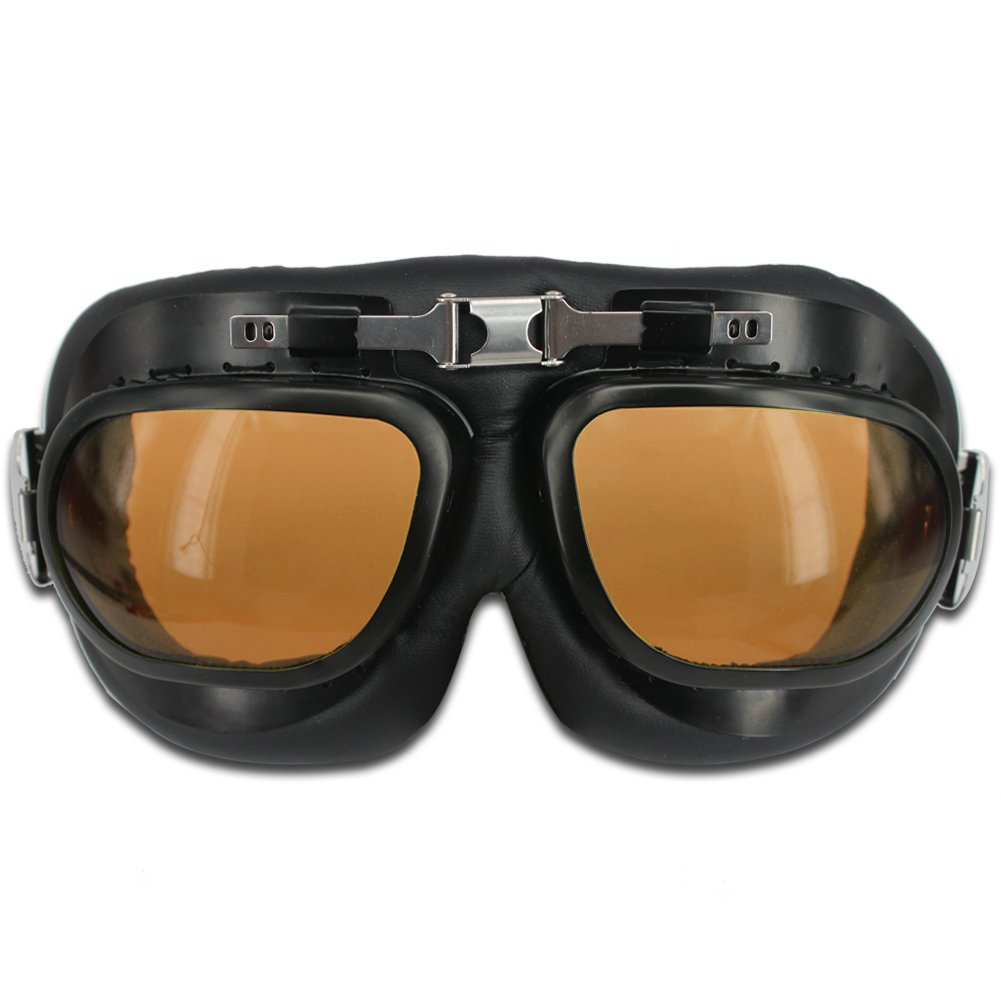 HAMIST Vintage Motorcycle Goggles Smoke & Skull Face Mask Black,Set For