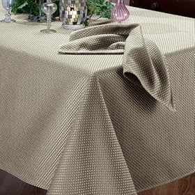 Benson Mills Prego Waffleweave Fabric Tablecloth, Linen/Black, 60-Inch-by-104-InchPrego Waffleweave Tablecloth