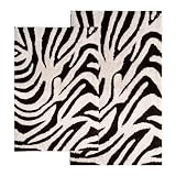 Chesapeake 2-Piece Zebra 21-Inch by 34-Inch and 24-Inch by 40-Inch Bath Rug Set, Chocolate and Ivory