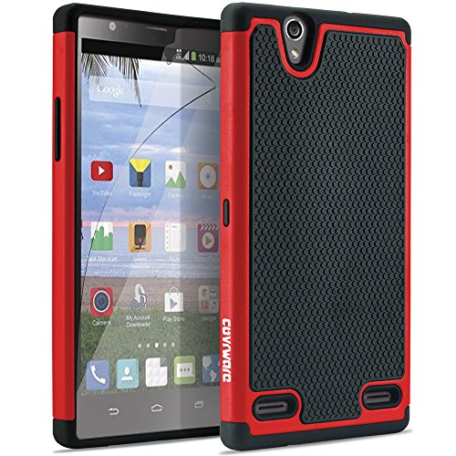 COVRWARE® ZTE Lever LTE Case - [ Armor Defender] Dual Layer [ Shockproof ] [ Drop Protection] Protective Case for ZTE Lever LTE Z936L - [ Include HD Invisible Film ] Retail Package - Red