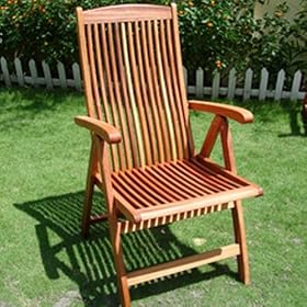VIFAH V145 Outdoor Wood Folding Arm Chair with Multiple-Position Reclining Back, Natural... by VIFAH Manufacturing Company