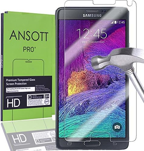 (2 Pack) Galaxy Note 4 Screen Protector, ANSOTT Premium Tempered Glass 0.26mm Anti-scratch,Bubble Free,Explosion-proof ,Pressure-resistant 9h Hardness Screen Protector for Samsung Galaxy Note 4