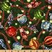 44'' Wide Holiday Treasures Ornaments Green Fabric By The Yard