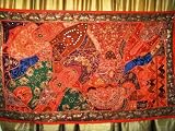 Review mogulinterior.com  / Antique Textiles Spectacular RED Zardozi India Sari Tapestry Wall Hanging Throw Large