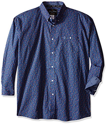 Wrangler Men's Big and Tall George Strait One Pocket Long Sleeve Blue Woven Shirt