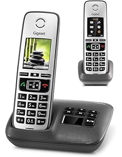 TOP VoIP-Telefon mit Anrufbeantworter Gigaset Family 2 schnurlose Telefone + gr.farb.Display + hohe Reichweite anthrazit 90e