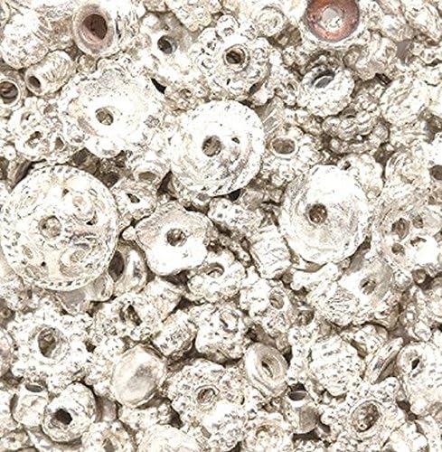 Metal Beads &amp; Bead Cap Mixture - Silver-Tone