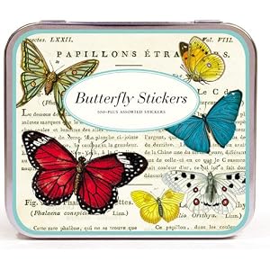 Cavallini butterfly butterflies 100 plus assorted stickers in tin
