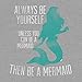 Superluxe Clothing Womens Be Yourself Be A Mermaid French Terry 3/4 Sleeve T-Shirt, Heather Grey, Large
