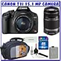 Canon EOS Rebel T1i 15.1 MP Digital SLR Camera (Black) + Canon EF-S 18-55mm f/3.5-5.6 IS Zoom Lens [Outfit] + Canon EF-S 55-250mm f/4.0-5.6 IS Zoom Lens + 16GB + Advanced Shooters Package K# 1