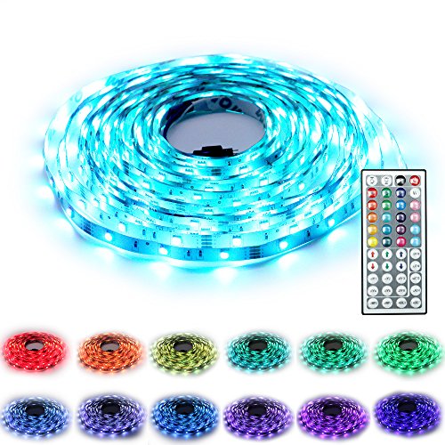 RaThun Led Strip Lighting 10-Meter 32.8 Ft 5050 RGB 300 Leds Flexible Color Changing Full Kit with 44 Keys IR Remote Controller,Control Box,12V 5A Power Supply for Home lighting Decorative
