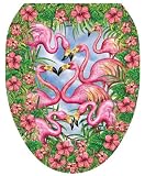 61qVHWYfaSL. SL160  Toilet Tattoos TT 7307 O Flamingos Fancy Decorative Applique for Toilet Lid, Elongated