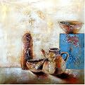 Clay Shapes Original Hand-Painted Oil on Canvas Wall Art - 32x32"