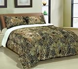 61qXDcUujuL. SL160  Leopard Cheetah Down Alternative Sherpa Comforter, Queen Borrego Blanket