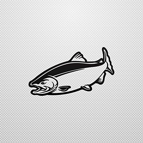 Decor Stickers Salmon Fish Permanent Sailboat Speciality Lasting Ska Black (30 X 17.0 In)