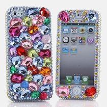 Hot Sale BlingAngels® 3D Luxury Bling iphone 5 5s Case Cover Faceplate Swarovski Crystals Diamond Sparkle bedazzled jeweled Design Front & Back Snap-on Hard Case + FREE Premium Quality Stylus and Water-Resistant Bag (100% Handcrafted by BlingAngels) (Rainbow Color Stones)