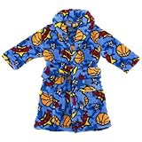 Blue Hoops Plush Bath Robe for Toddler Boys
