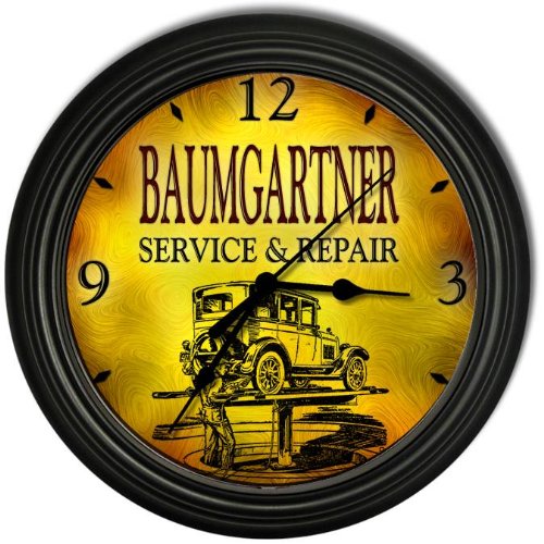 Baumgartner 's Garage Black Cascading Wall Clock