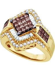 1.50ctw Brown Diamond Invisible Ring 14K Yellow Gold