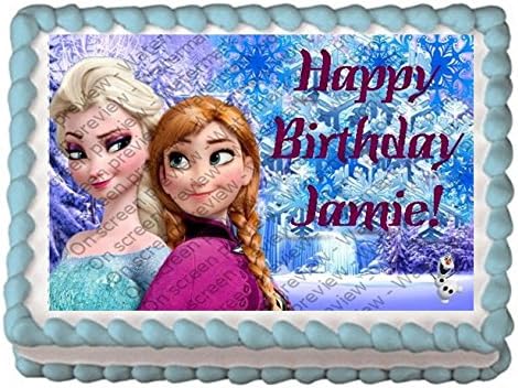 Frozen "Elsa and Anna" 1/4 Sheet Edible Photo Birthday Cake Topper. ~ Personalized!