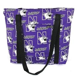 Northwestern Tote Bag Northwestern Wildcats Cotton with WATERPROOF LINING UNDERSIDE Travel Bags, for Gym or Beach Best Cute Unique GIFT IDEA for Him Her Man Men DAD MOM Mother Woman Women Ladies