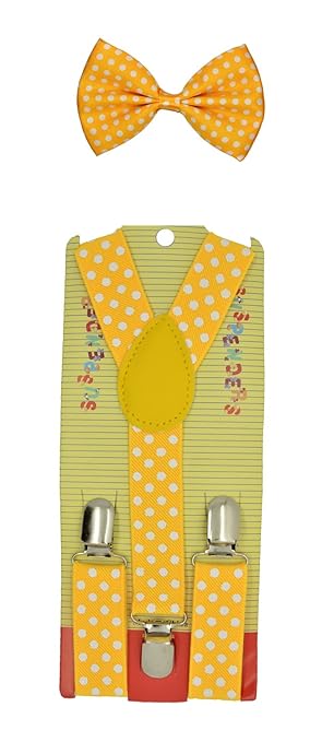 Kids Children Babies "Yellow" Polkadot Suspender & Bow tie Set