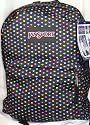 Jansport Classic Superbreak Backpack. Black Mini Polka Dot Hearts