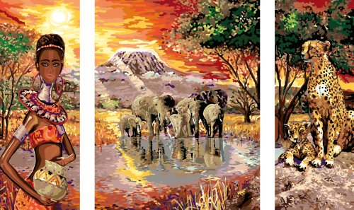Ravensburger 28946 - Wildes Afrika - Malen nach Zahlen Premium Triptychon, 80 x 50 cm Preisvergleich