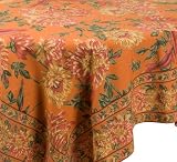 Best Deals April Cornell 80-Inch Round Tablecloth, Mums Rust