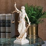White Themis Greek Goddess Blind Justice Bonded Marble Statue Sculpture