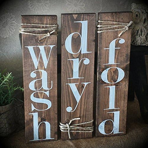 Rustic Bathroom Laundry Room Decor. Set of 3 signs. NO STICKERS or stencils. FREE SHIPPING