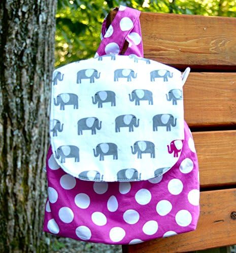 Backpack for toddler girl. Perfect pre-school bag, toy tote, overnight bag. Pink and grey with elephant print.