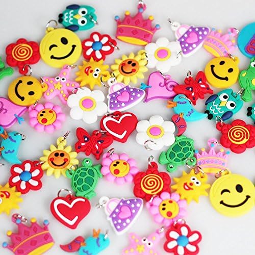 100 Pcs of Charms with Different Assorted for Rubberband Rainbow Loom Bracelets.