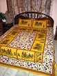 Yellow Indian Cotton Coverlet Bedspread Block Print Bedroom Decorating King/queen(3pc Set) 108"