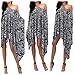 Women's Asymmetry Loose Tunic Tops Scoop Neck Short Sleeve Dress Poncho Cape Top Blouse