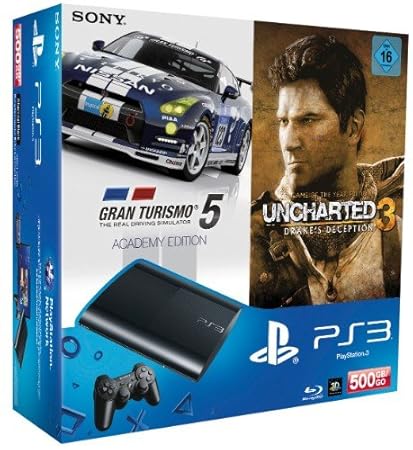 PS3 - Konsole Slim 500GB (SuperSlim) + Uncharted: Drakes Deception GOTY & Gran Turismo 5: Academy Edition