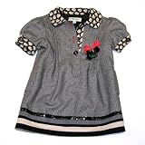 Verde Mela - Black & grey collared button dress with faux black leather trim