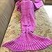 Handmade Knitted Mermaid Tail Blanket Crochet，T-tviva All Seasons Warm Bed Blanket Sofa Quilt Living Room Sleeping Bag for Kids (kids/55.1