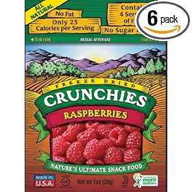 Crunchies Freeze-Dried Raspberries, 1-Ounce Pouches (Pack of 6)